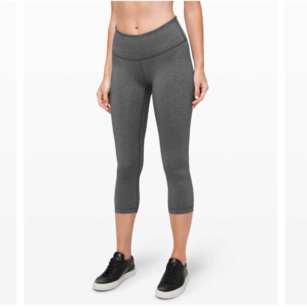 Lululemon Wunder Under Crop III Heathered Black size 2